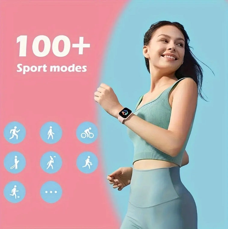 Square Smartwatch for Men and Women - Call, Heart Rate, Sport Mode, Fitness Tracker, Waterproof, IOS Android