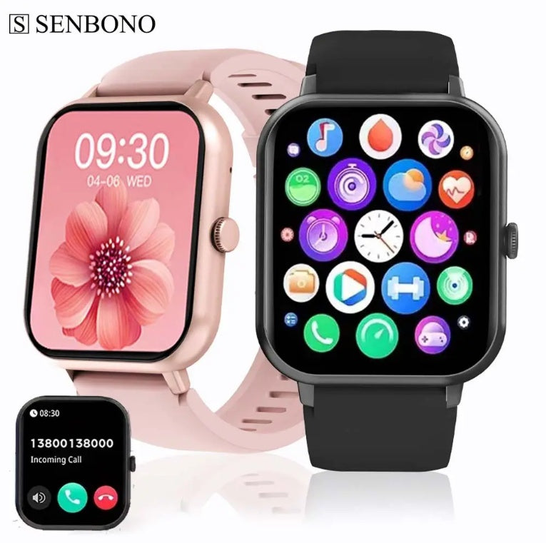 Square Smartwatch for Men and Women - Call, Heart Rate, Sport Mode, Fitness Tracker, Waterproof, IOS Android