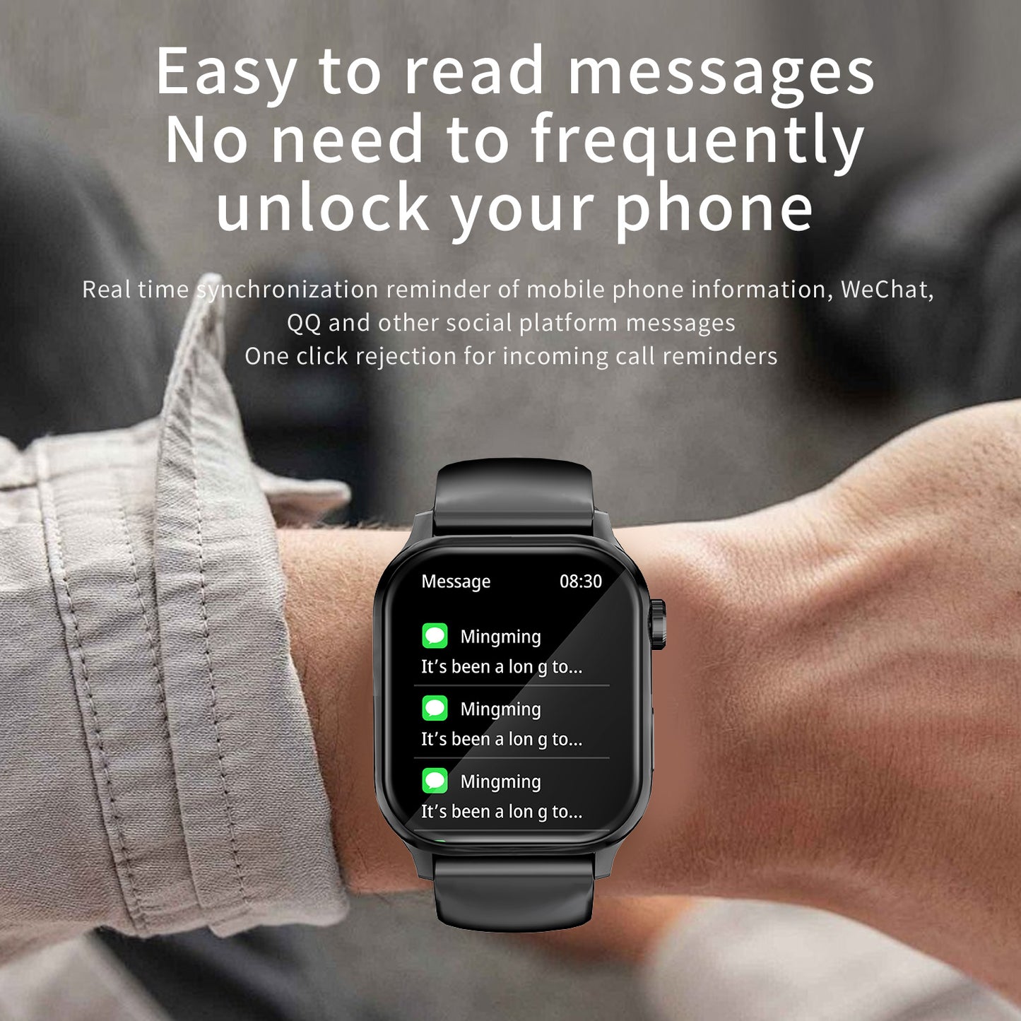 Smart Watch Men Women 1.85'' Square Screen Sports Waterproof - BT, Call, Heart Rate, Tracker and clock