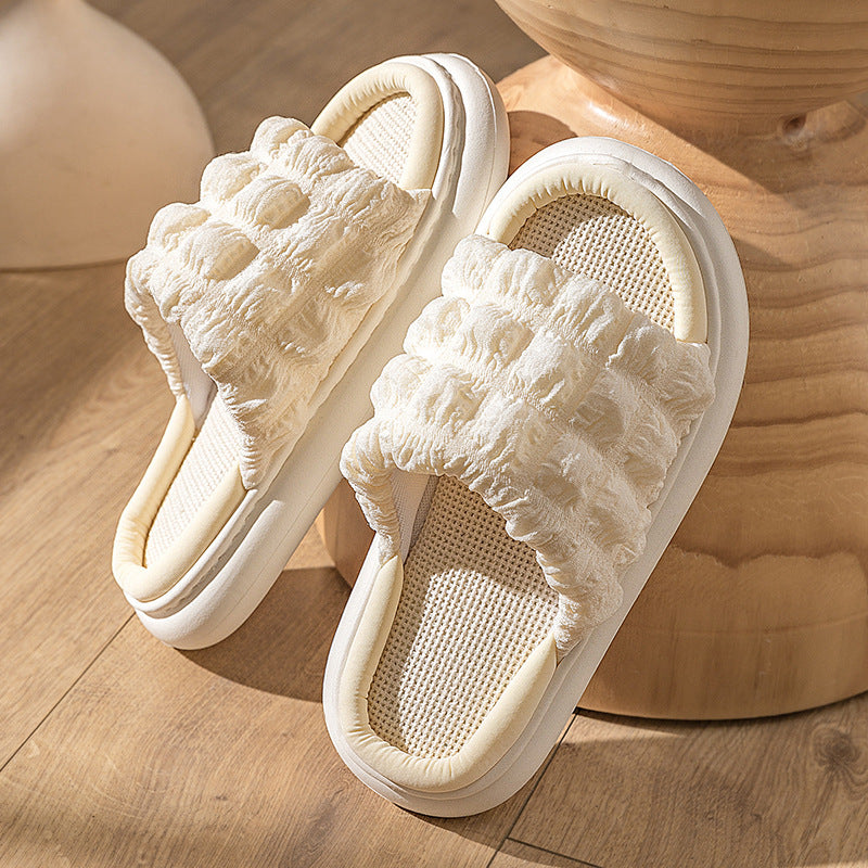EVA Thick-soled Linen Slippers Women's Mute Soft-soled Slippers