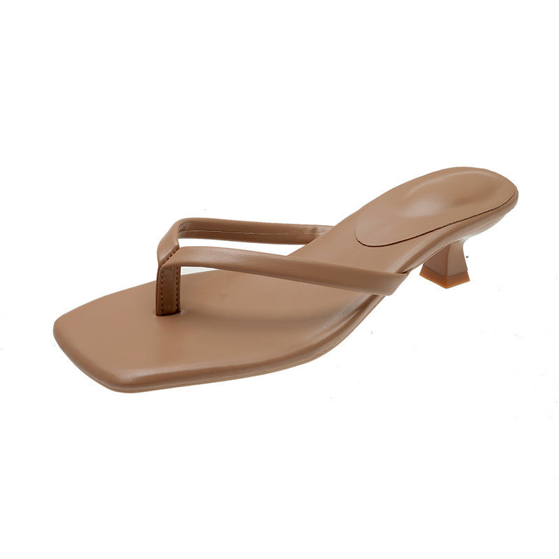 Women's Flip-flops Square Toe Stiletto Heel Sandals