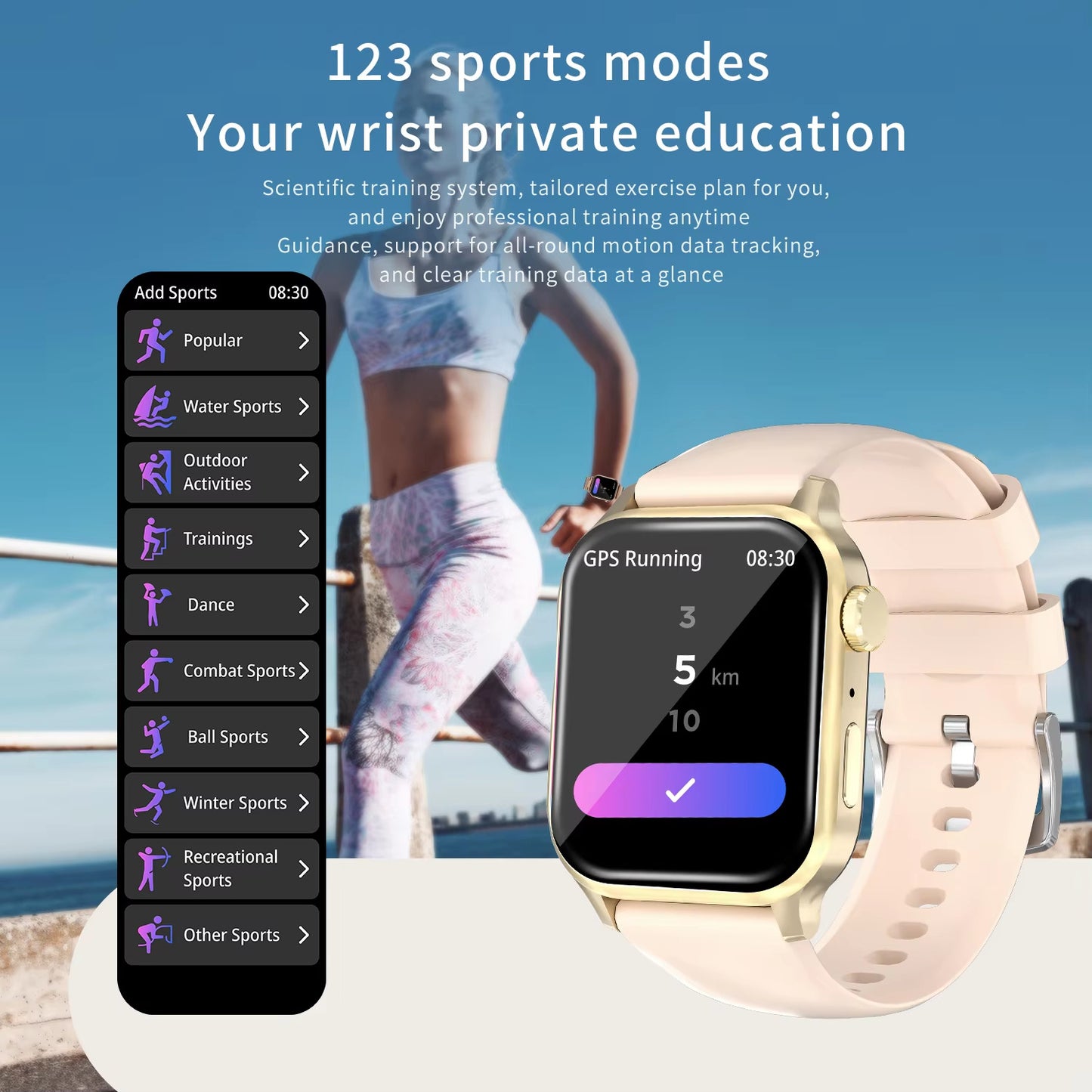 Smart Watch Men Women 1.85'' Square Screen Sports Waterproof - BT, Call, Heart Rate, Tracker and clock