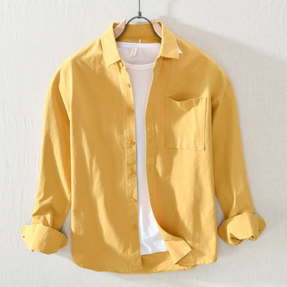 Spring And Summer New Single Pocket Long Sleeve Casual Shirt