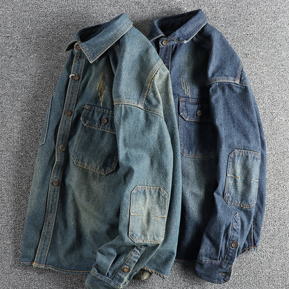 Washed Vintage Denim Shirt For Men
