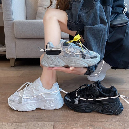 New Summer All-black Sneakers For Women Korean Edition