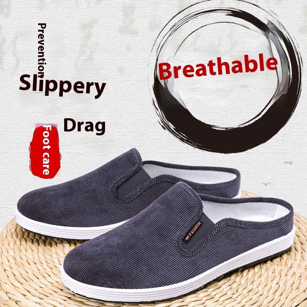 Casual Breathable All-match Sneakers Slip-on Heel-free Half Support Non-slip Men's Shoes