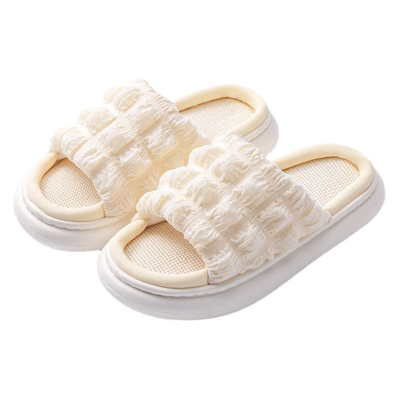EVA Thick-soled Linen Slippers Women's Mute Soft-soled Slippers