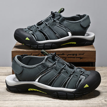 Top Layer Leather Plus Size Men's Beach Sandals