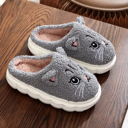 Winter Cartoon Multi-color Cat Fluffy Shoes Home Non-slip Cotton Slippers
