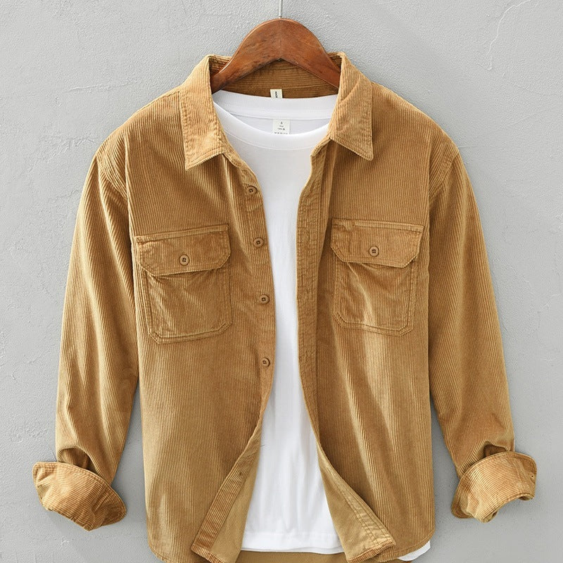 Spring Students Hong Kong Style Fashion Brand All-matching Loose Solid Color Work Clothes Shirt Coat