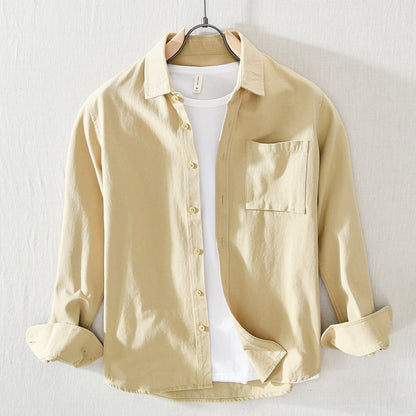 Spring And Summer New Single Pocket Long Sleeve Casual Shirt
