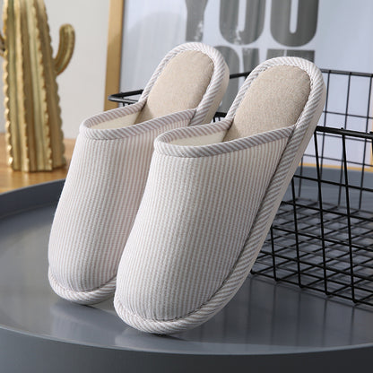 Household Stripes Home Indoor Non Slip Cotton Slippers