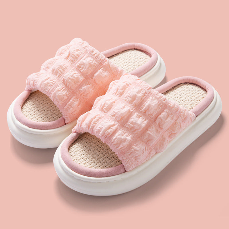 EVA Thick-soled Linen Slippers Women's Mute Soft-soled Slippers
