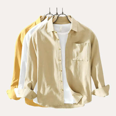 Spring And Summer New Single Pocket Long Sleeve Casual Shirt