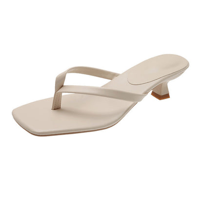 Women's Flip-flops Square Toe Stiletto Heel Sandals