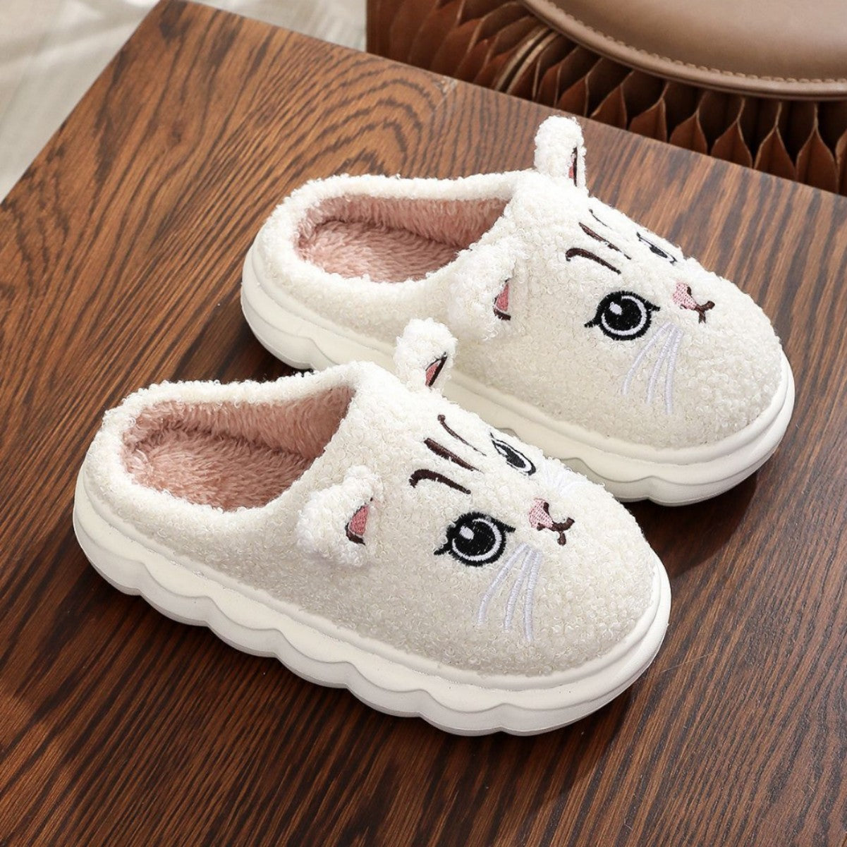 Winter Cartoon Multi-color Cat Fluffy Shoes Home Non-slip Cotton Slippers