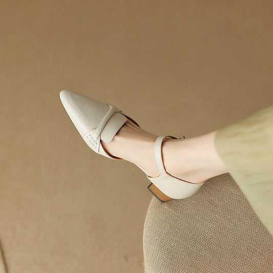 Pointed Toe Chunky Heel Retro Closed Toe Women's Sandals