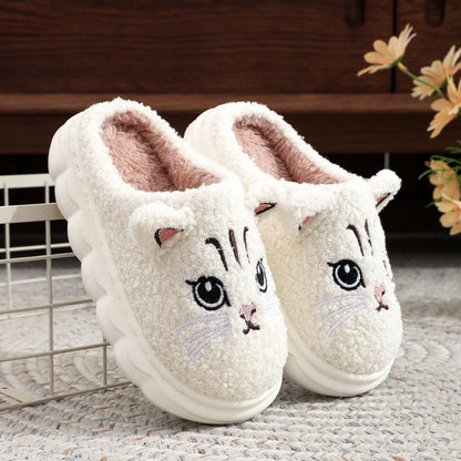 Winter Cartoon Multi-color Cat Fluffy Shoes Home Non-slip Cotton Slippers
